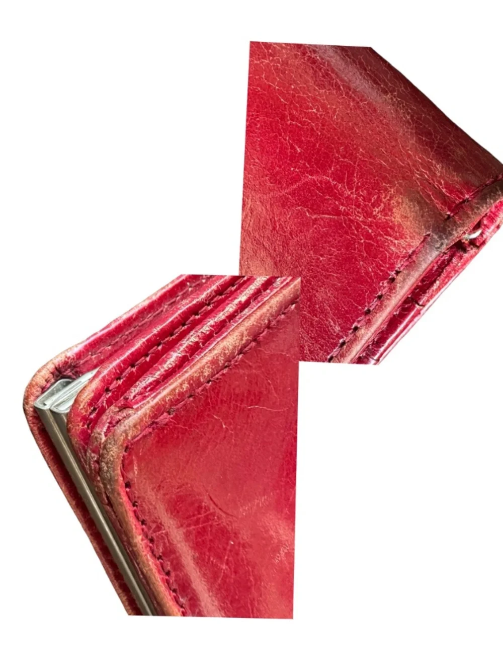 KENNETH COLE Red Leather Bifold Wallet 7 1/2”x 3 3/4”